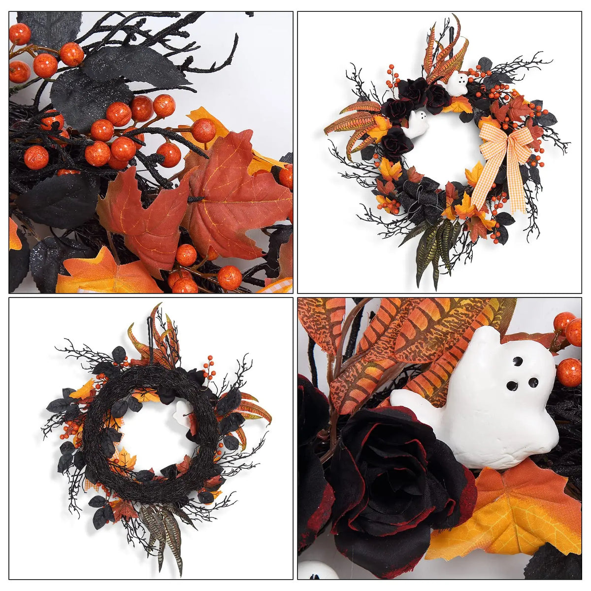 Handcrafted Halloween Wreath for Door Porch Mantel and Party Decorations