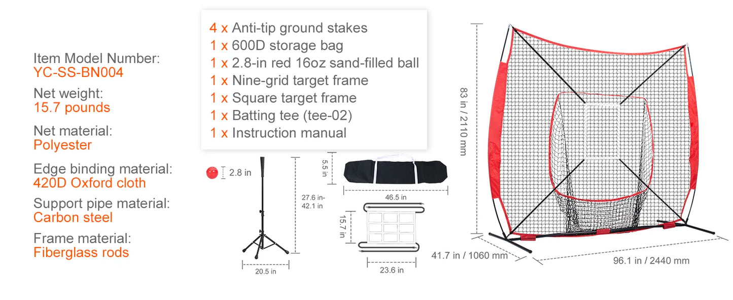SucceBuy Baseball Softball Practice Net Hitting Batting Catching