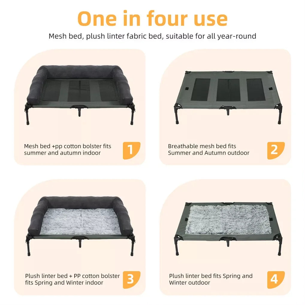 BINGOPAW Outdoor Elevated Cooling Dog Bed Lounger for Camping