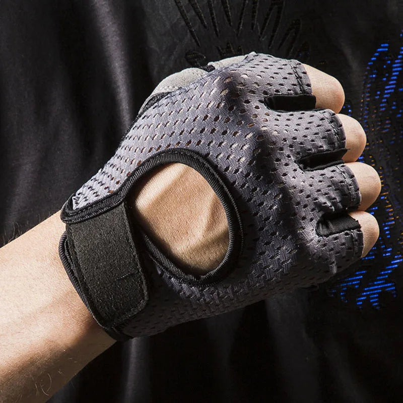 Summer Half Finger Gloves Ice Silk Breathable Gym Fitness Women Men Anti-Slip Pad Cycling Fingerless Gloves Bicycle