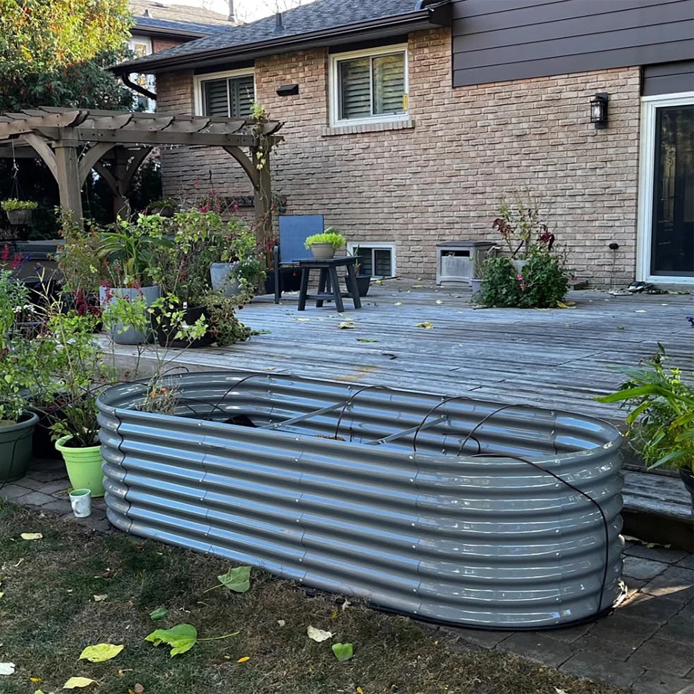 Tramull Galvanized Raised Garden Bed Kit for Vegetables