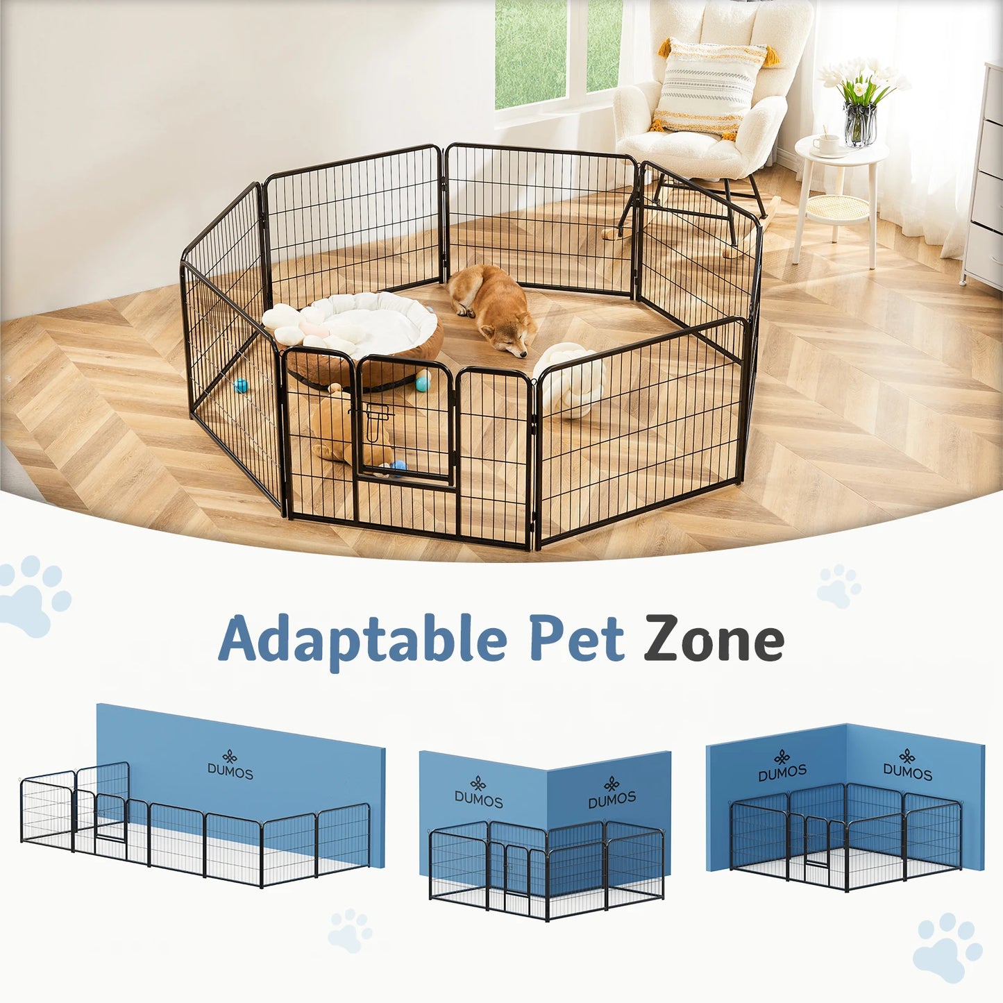 JHK Metal 8 Panel Dog Playpen Fence For Outdoor Use