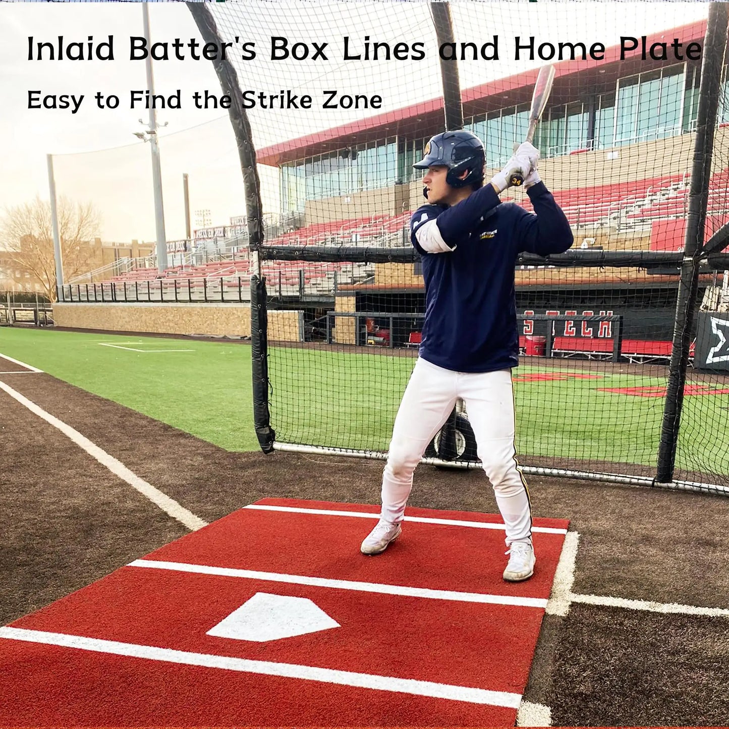 Portable 10x3.8ft Baseball Softball Batting Mat with Home Plate Non-slip Rubber Bottom Indoor/Outdoor