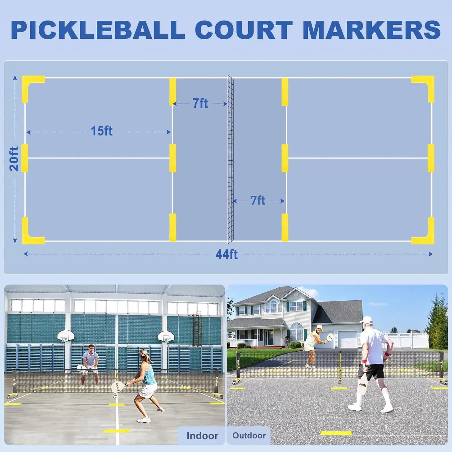 Portable Pickleball Net Set with Wheels, 22FT Regulation Size, Includes 4 Paddles & 6 Balls for Indoor Outdoor Play