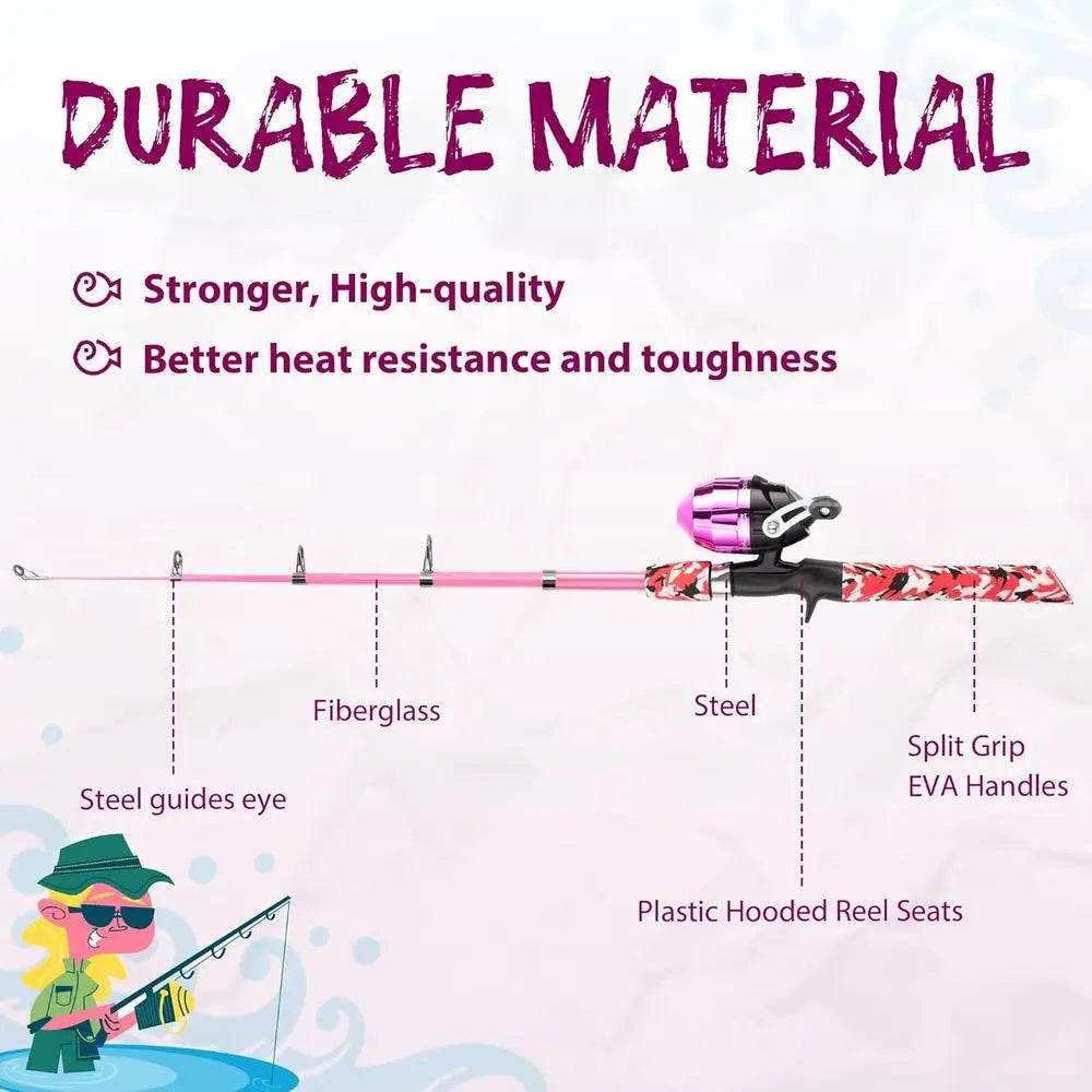 Portable Telescoping Fishing Rod Set for Kids, Complete with Tackle Box, Reel, and Net, Ideal for Toddlers and Youths