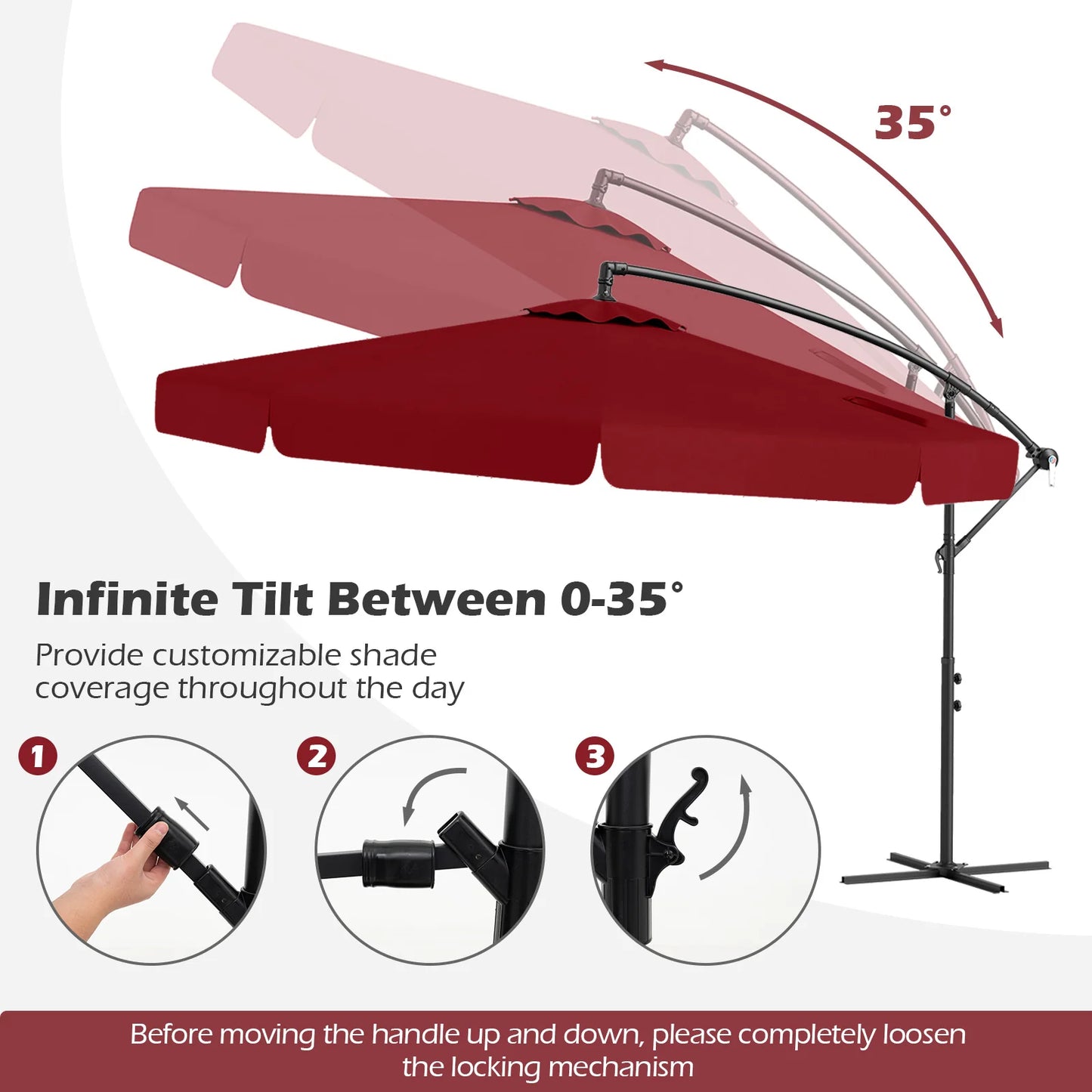 LIFEZEAL Cantilever Offset Hanging Umbrella With Cover