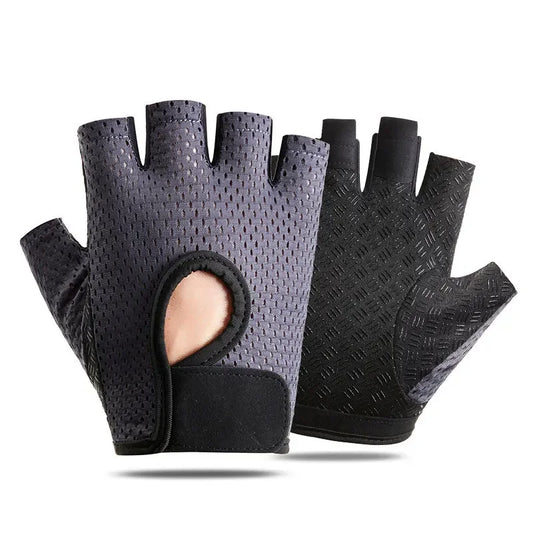 Summer Half Finger Gloves Ice Silk Breathable Gym Fitness Women Men Anti-Slip Pad Cycling Fingerless Gloves Bicycle