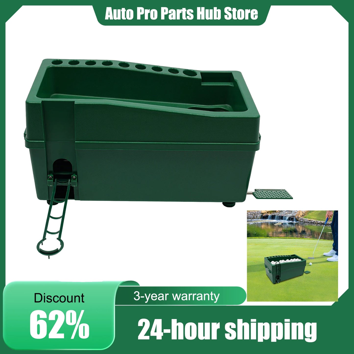 Automatic Golfball Dispenser, Golf Ball Dispenser, Golf Ball Feeder Practice Machine, Heavy Duty ABS Material, 9 Golf Club Storage Slots, Muscle Exercise Swing Trainer, Indoor Outdoor Golf Training Equipment for Home Range Fi