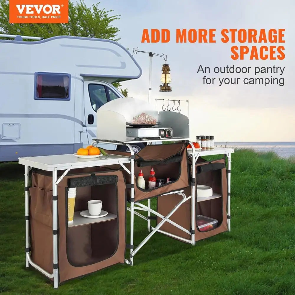 Camping Kitchen Table With Storage And Carrying Bag