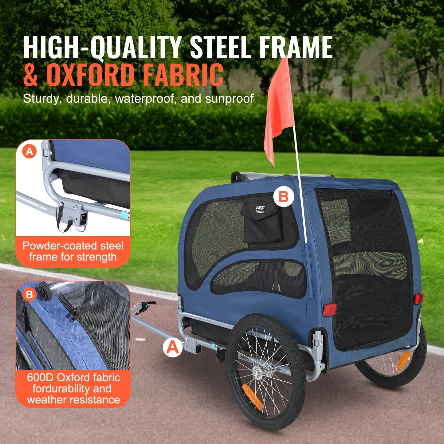 Pet Bike Trailer For Dogs Collapsible Carrier And Travel