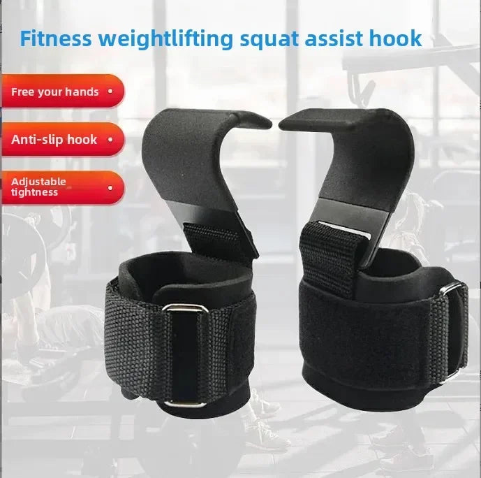 Non Slip Weight Lifting Hooks Pair For Deadlifts And Pull Ups