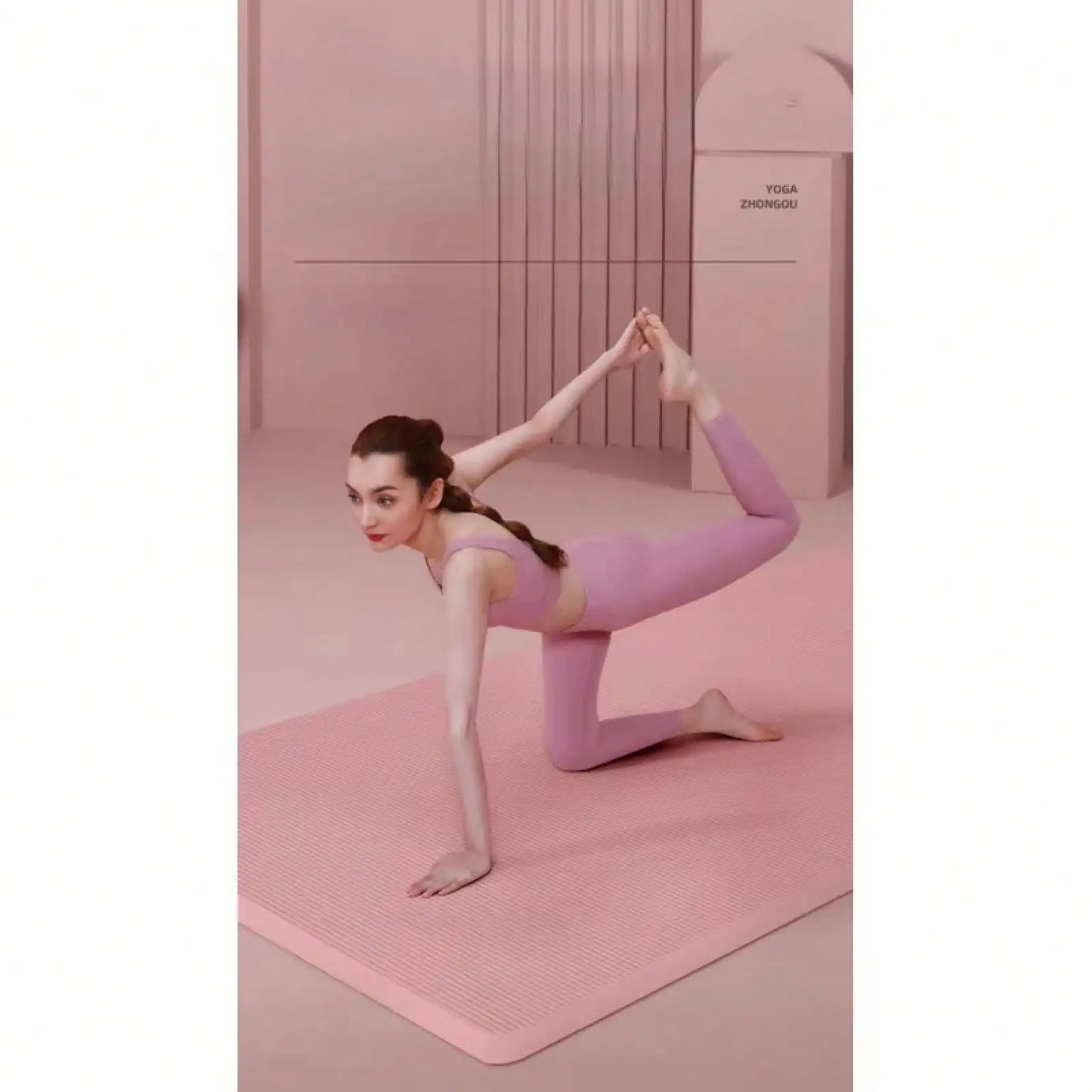 Pink Yoga Mat Set 185*61CM Non Slip Thickened Fitness Mat For Yoga Pilates Home Sports Workout Exercise Mat
