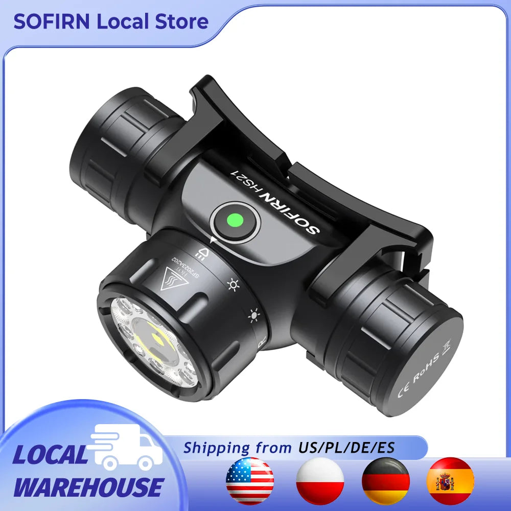 Sofirn HS21 Headlamp 2000lm SFT40 USB C Rechargeable Outdoor Light