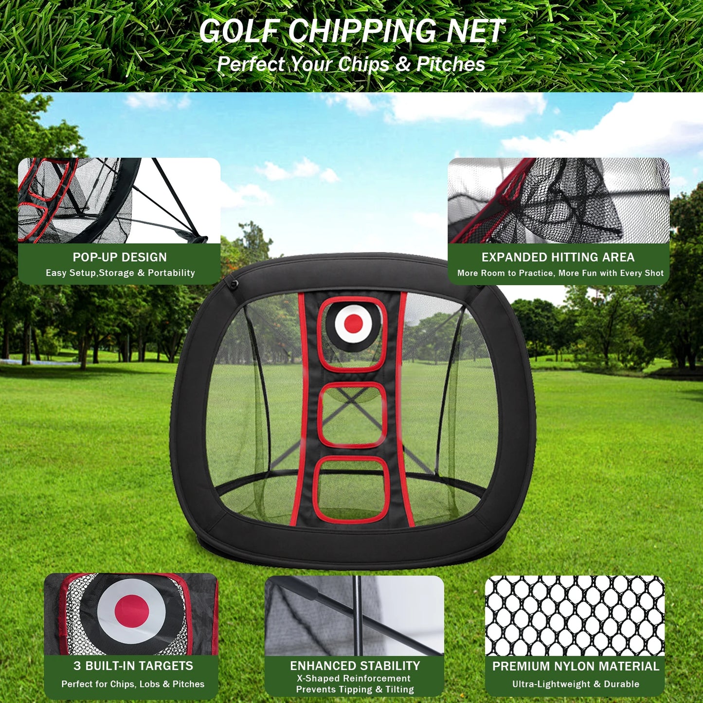 AESWGOF Golf Practice Net For Swing Training Indoor Netting