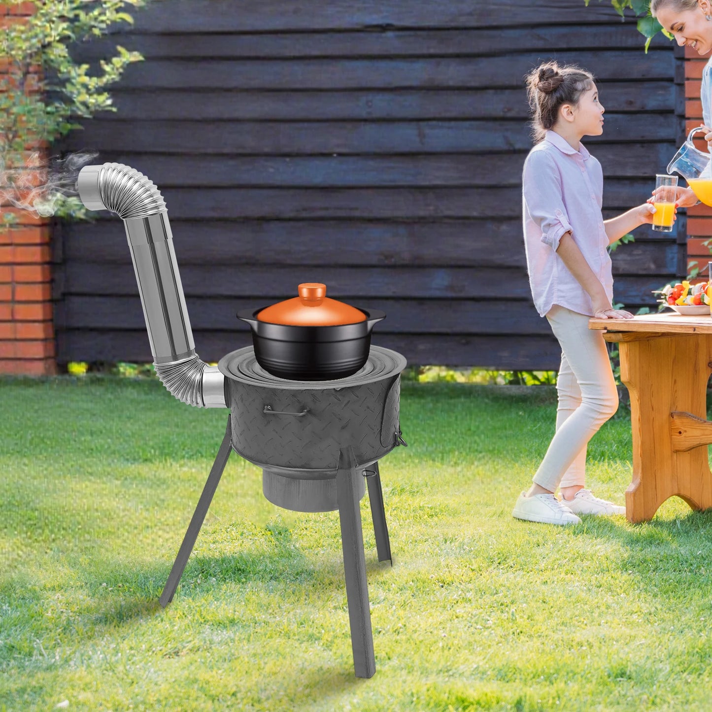 Indoor Outdoor Multifunction Wood Burning Stove,Portable Camping Wood Stove,for heating,barbecuing, frying, deep-frying