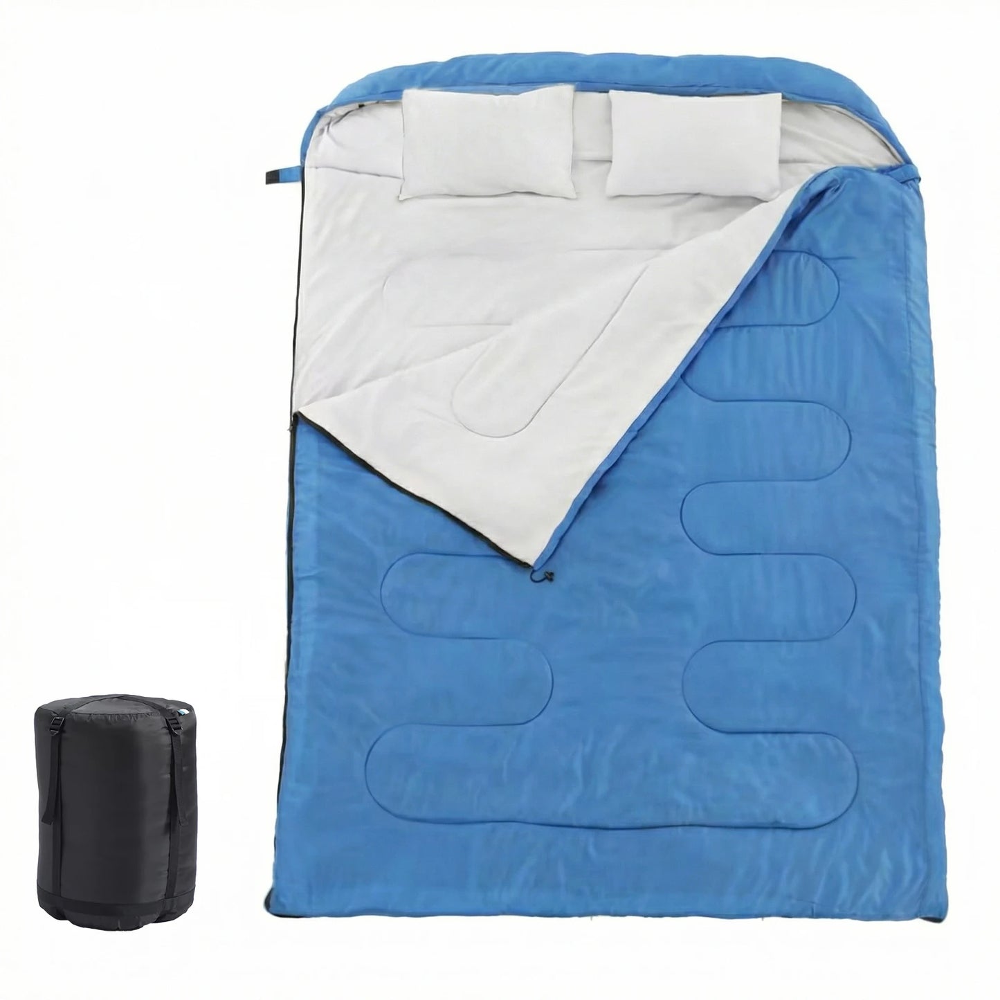 Three Season Portable Double Sleeping Bag For Adults With Pillow