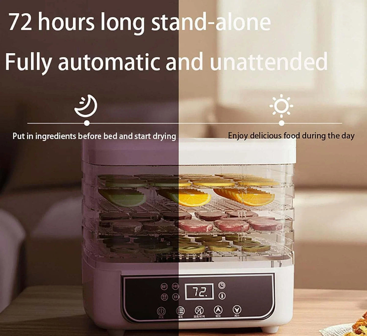 Household Food Dehydrator With Adjustable Temperature For Fruits And Vegetables