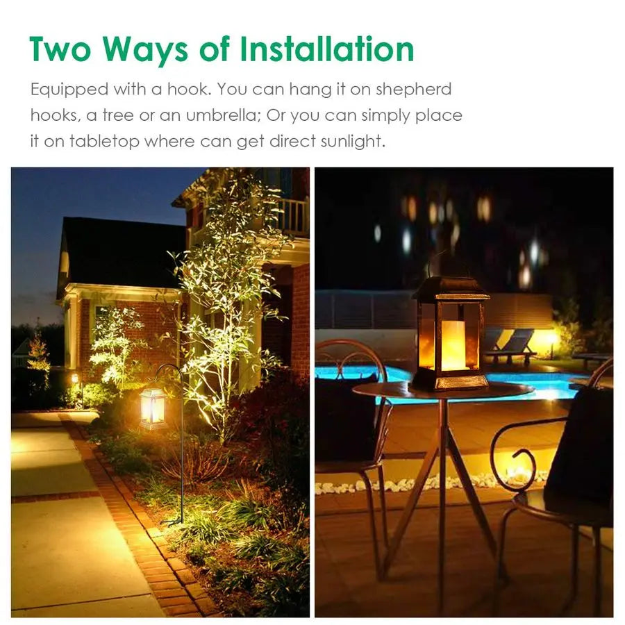 XMSJ Solar Flickering Flame Lantern Outdoor Hanging Light