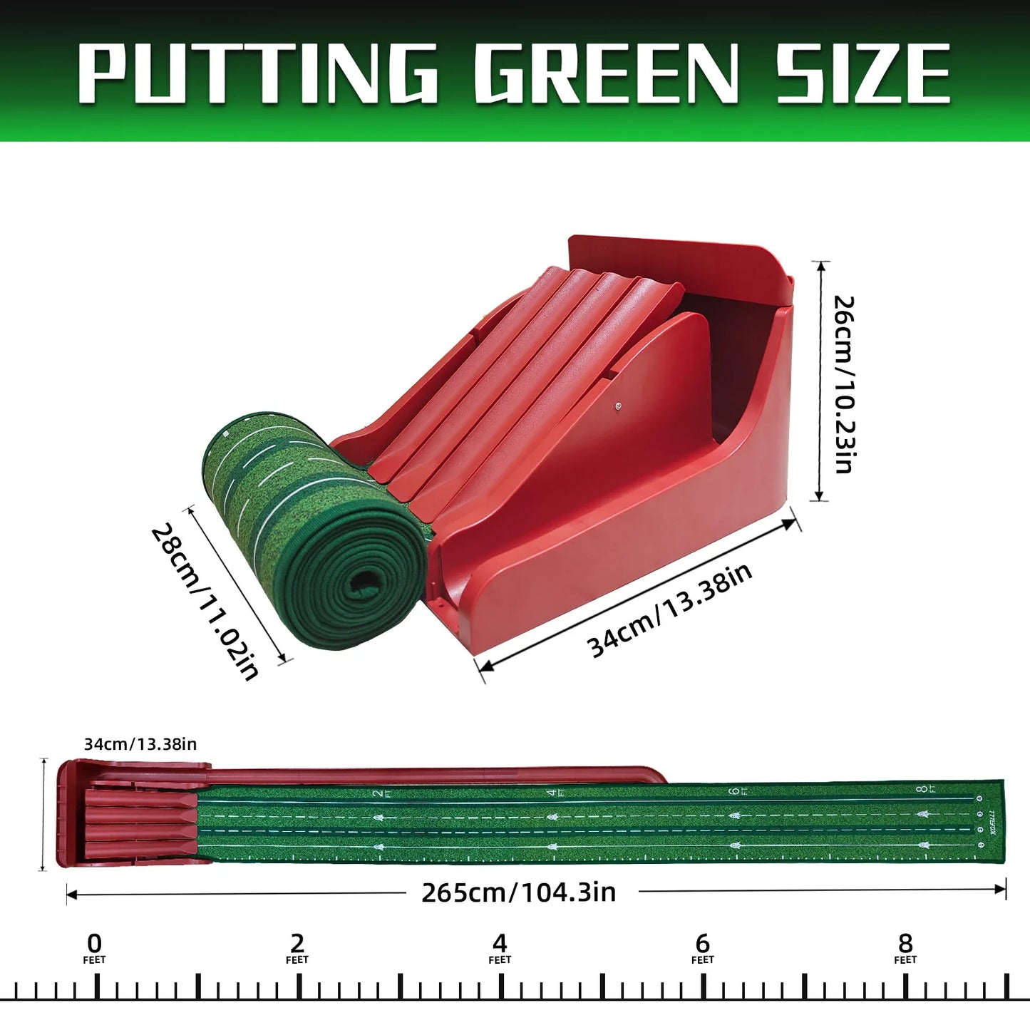 KOFULL Golf Putting Green Mat With 4 Track Flip Pad For Home Office