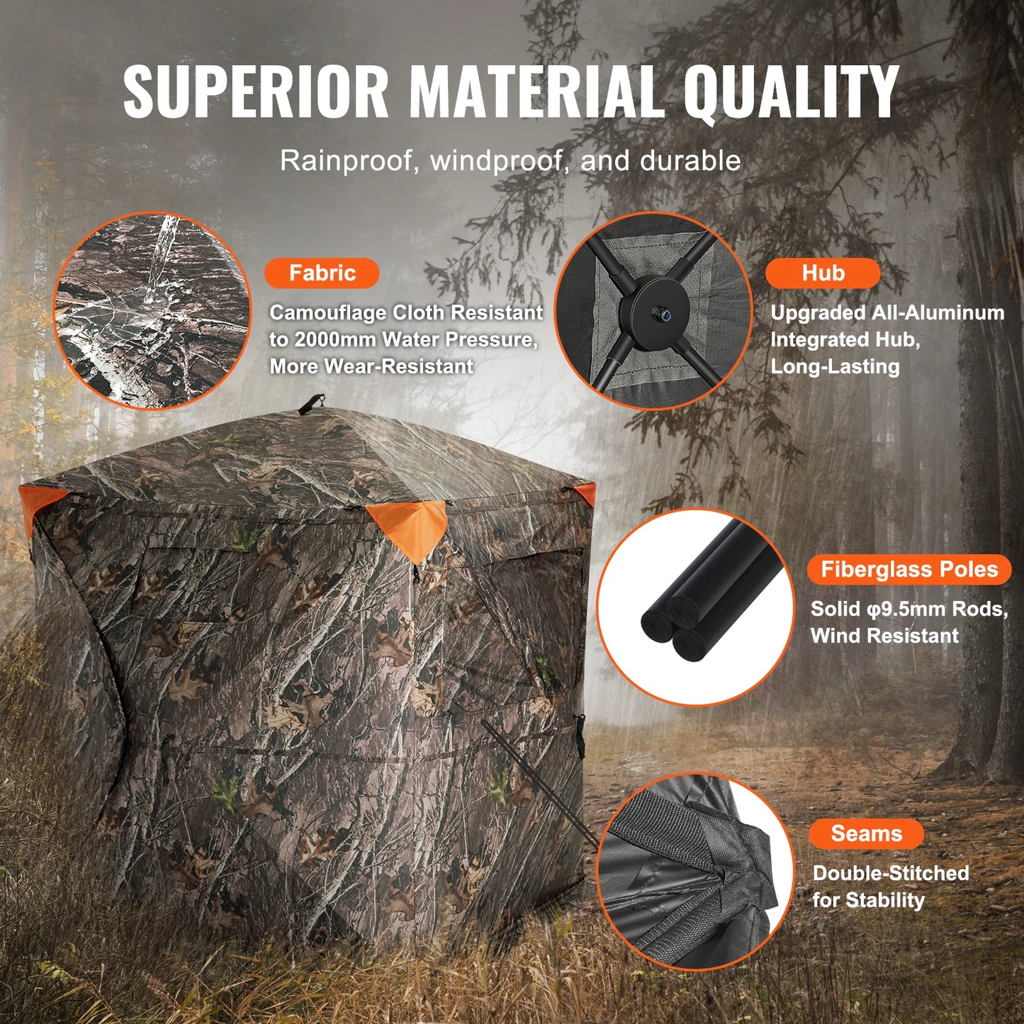 270 Degree See Through Ground Blind for Hunters Portable