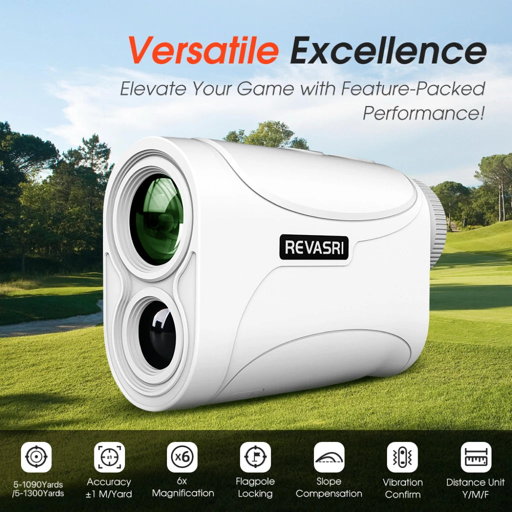 REVASRI Mini Golf Rangefinder 1300 Yards 6X Magnification, Flag Lock & Vibration Alert, Slope Mode Range Finder for Golfing