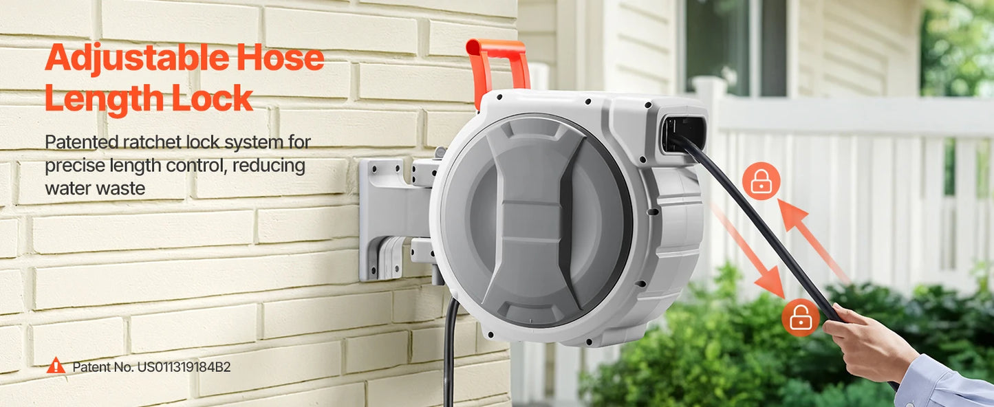 SucceBuy Retractable Garden Hose Reel With 9 Pattern Nozzle