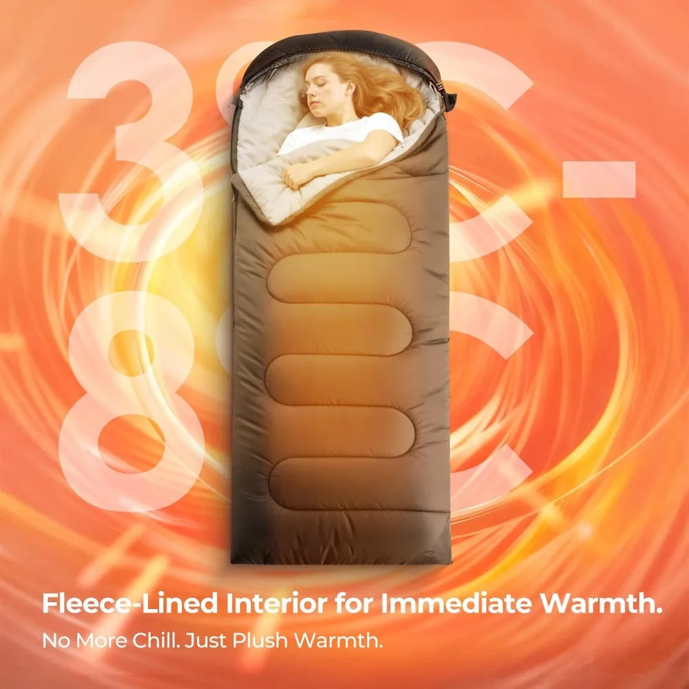 Farland Adult Fleece Sleeping Bag Cold Weather Warm Plush Design