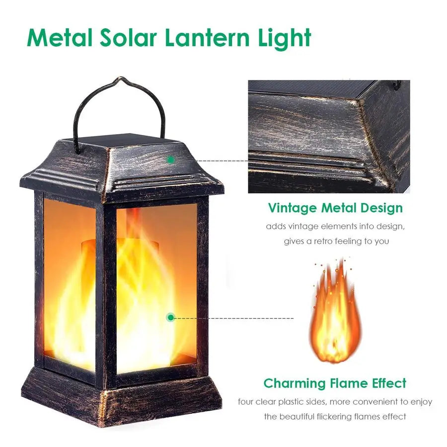 XMSJ Solar Flickering Flame Lantern Outdoor Hanging Light