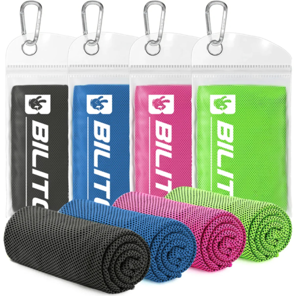 4-Pack Superfiber Ice Cooling Towels - Soft, Breathable for Sports, Yoga, Gym & Outdoors (Weekend Shipping Not Available)