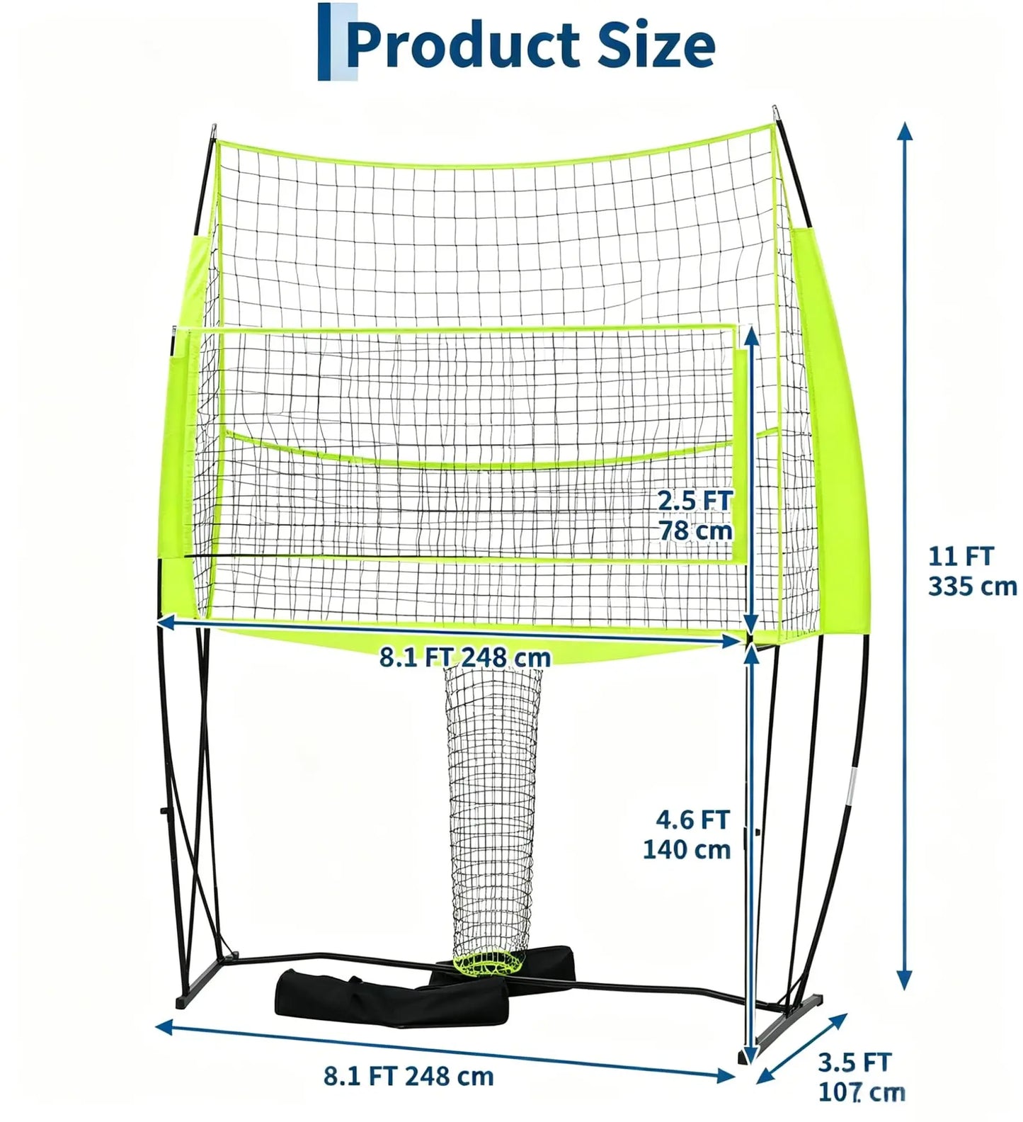 Volleyball Net Height Adjustable Durable Training Equipment Carry Bag Easy Setup For Indoor Outdoor Beach Backyard