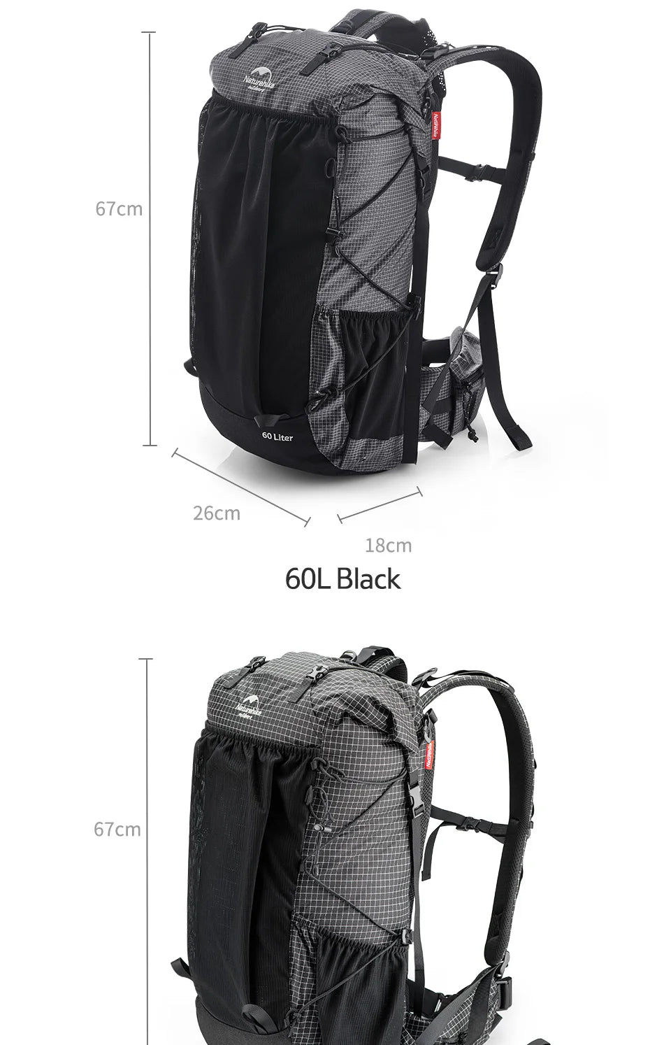 Naturehike Outdoor Mountain Backpack Waterproof With Rain Cover