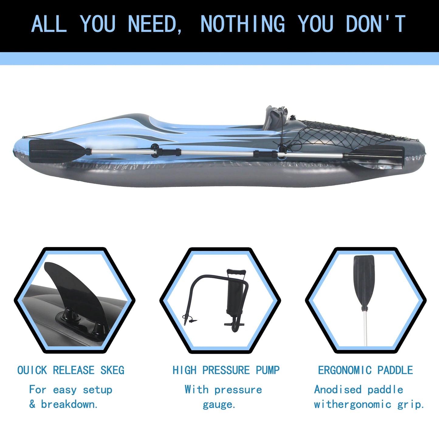 HHSJZWCY Inflatable One Person Kayak With Paddles And Pump