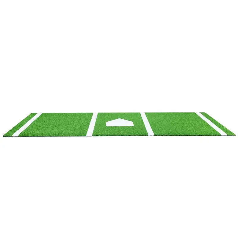 Baseball Softball Hitting Mat 10x3.8 ft For Training Facility Gym Backyard, Lined Foam Backing Portable Practice Aid Tightening Rope Green