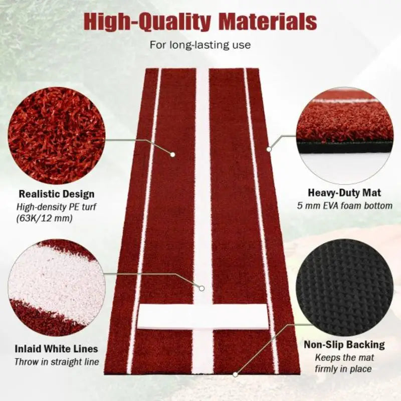 Softball Pitching Mat 10 x 3 Feet Softball Training Aid-Red