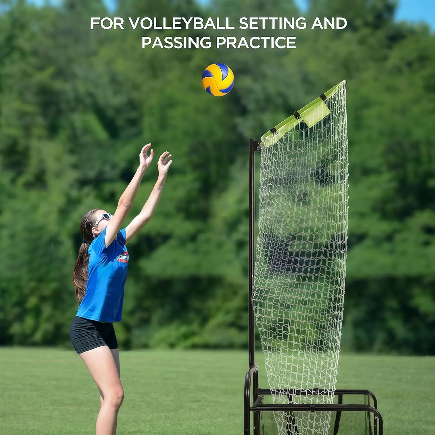Volleyball Setter Training Equipment, Adjustable Angle Setting Trainer – Height Adjustable Practice Net for Indoor & Outdoor Use