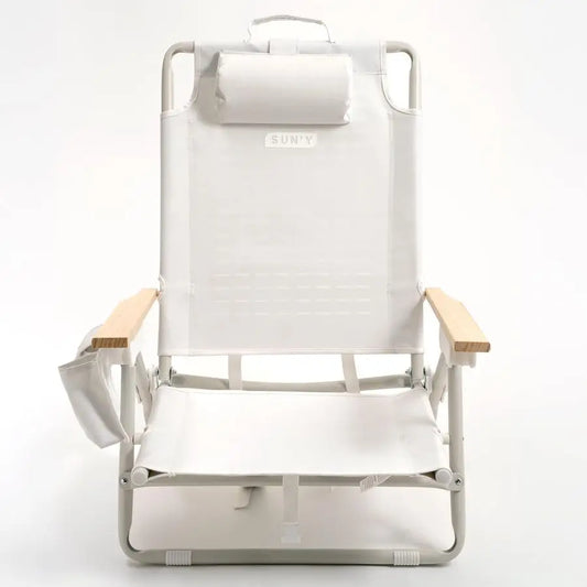 Escapes Backpack Beach Chair Made w Ocean Bound Plastics, Customizable w MOLLE Accessories, Ultra Lightweight, LowSeat Natural