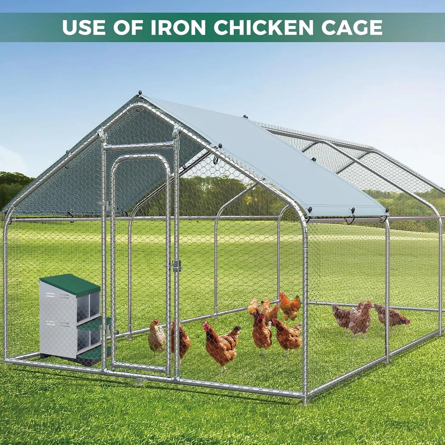 TWISTER.CK Metal Chicken Nesting Box With Automatic Roll Out Egg Collection