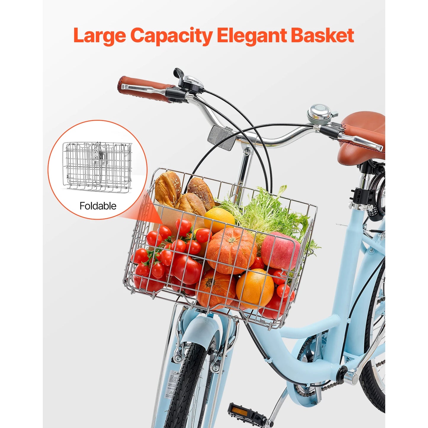 SucceBuy Steel Beach Cruiser Bike With Basket And Rear Rack