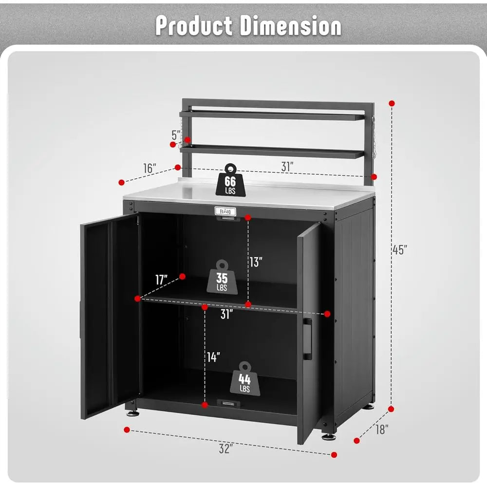 Houlture Garden Potting Bench With Storage Cabinet
