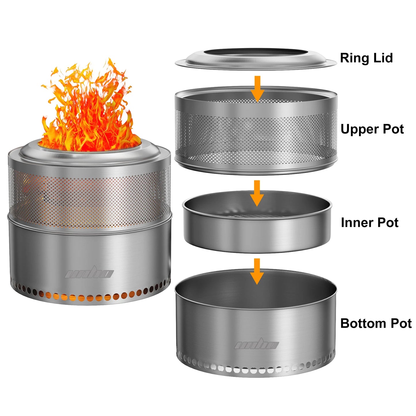 Stainless Steel Smokeless Wood Burning Fire Pit Carry Bag