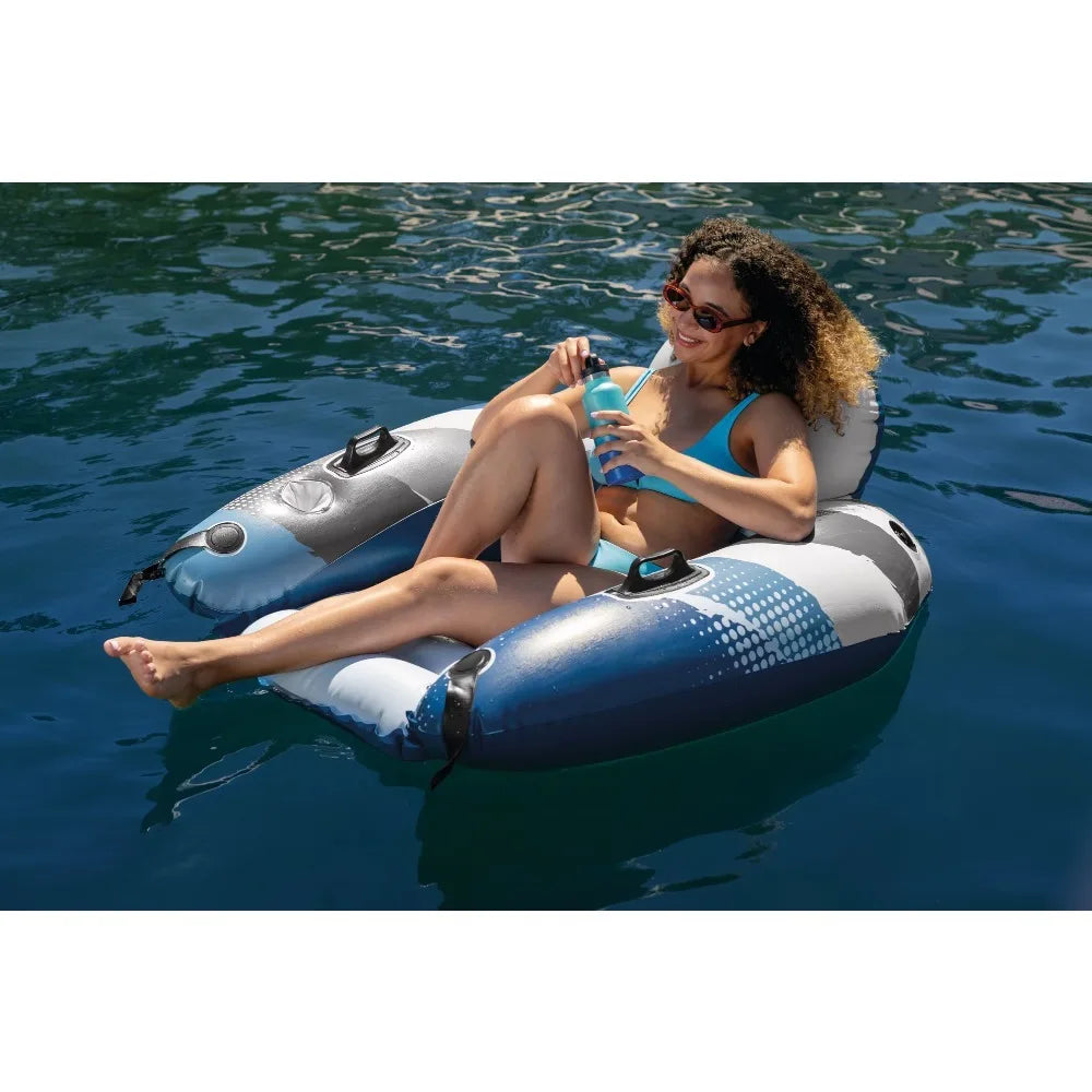 Intex River Run Lounge - Inflatable Floating Water Seat with Quick Connects - River Lake Pool