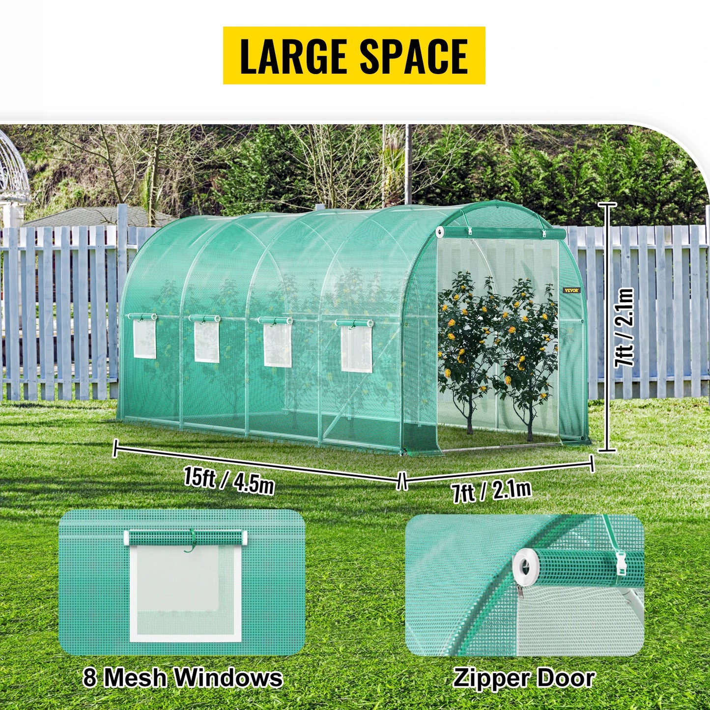 VEVOR Walk-In Tunnel Greenhouse With Galvanized Frame Waterproof Cover