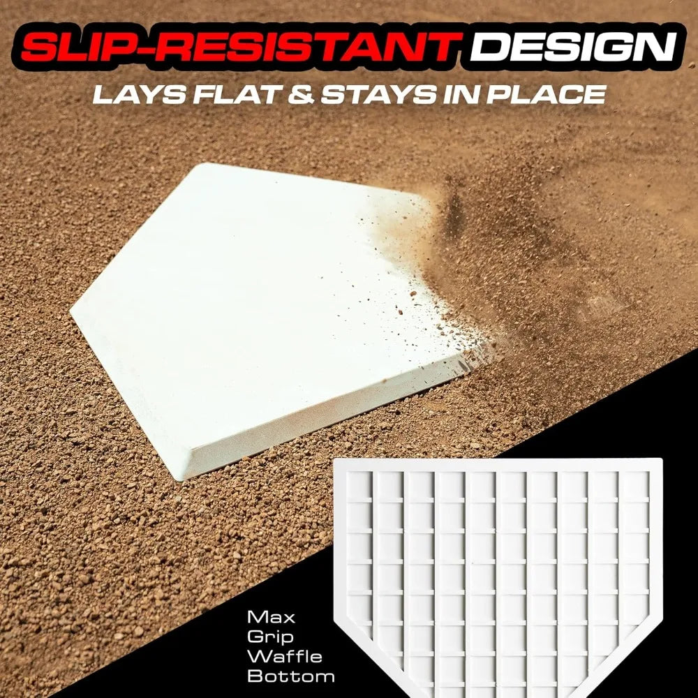 Heavy-Duty Rubber Home Plate - Waffle Bottom Baseball Softball Throw Down Base for Training