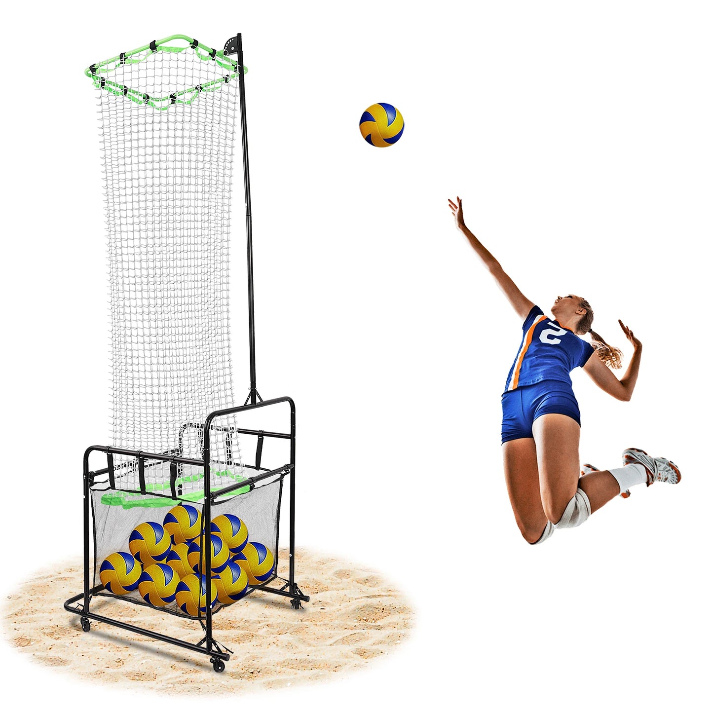 Volleyball Setting Trainer Volleyball Equipment Adjustable Height Angle Practice Volleyball Net for Indoor and Outdoor Practice