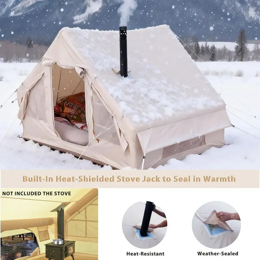 Large Inflatable Camping Tent with Stove Jack Instant Waterproof Blow Up Air Glamping Tent with Skylight for Family 46 Person 4