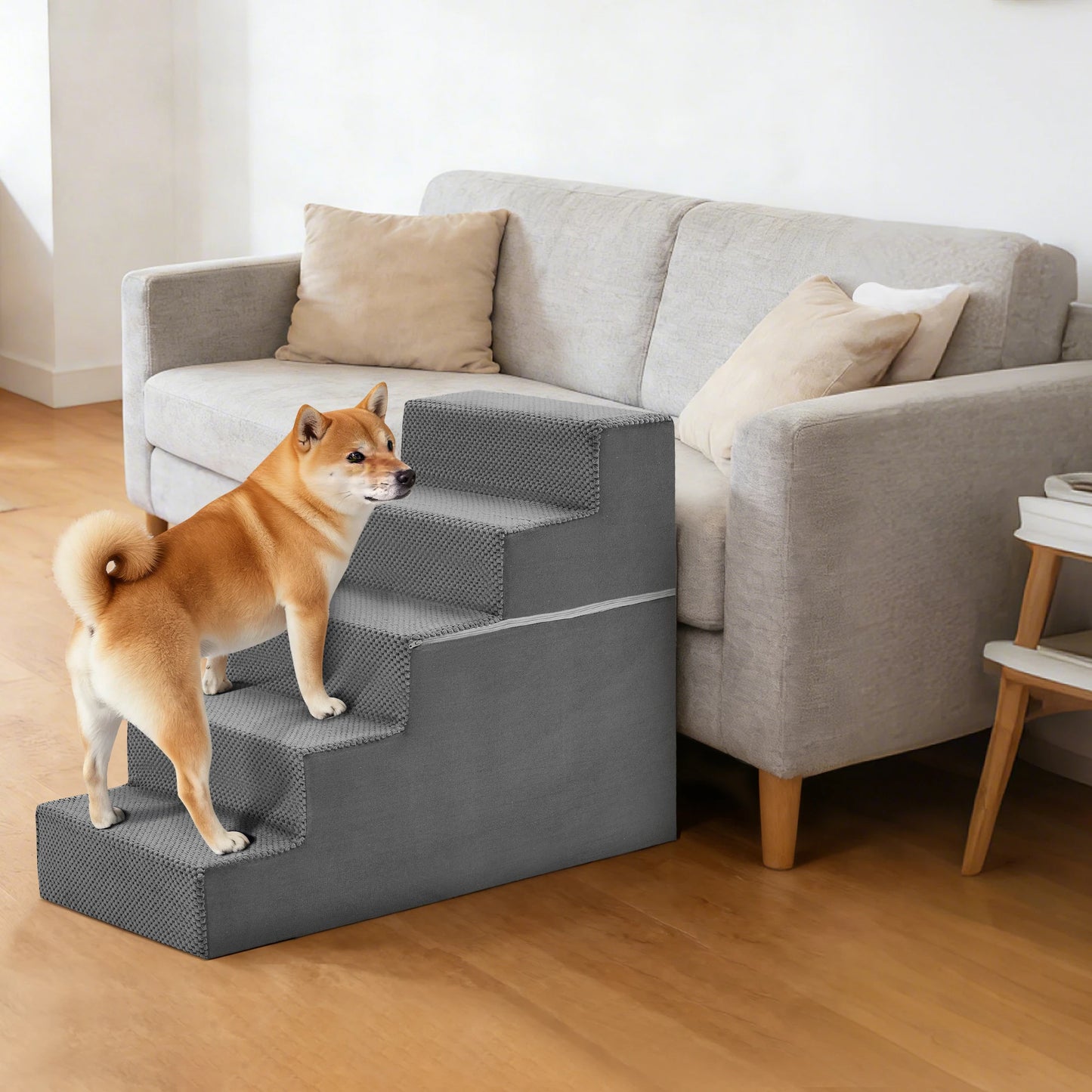 3 To 5 Steps Right Angled Foam Dog Stairs Indoor Non Slip Ramp