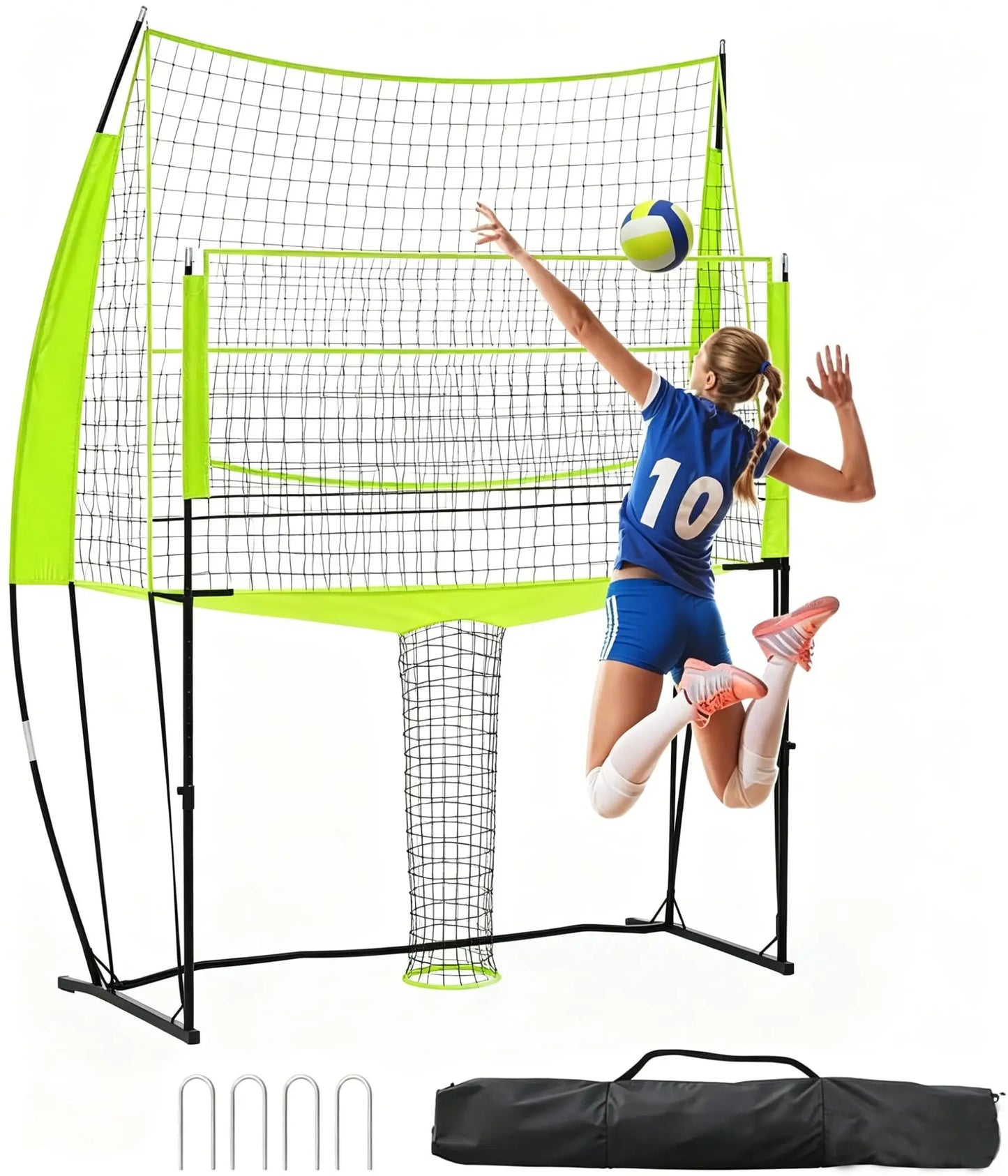 Volleyball Net Height Adjustable Durable Training Equipment Carry Bag Easy Setup For Indoor Outdoor Beach Backyard