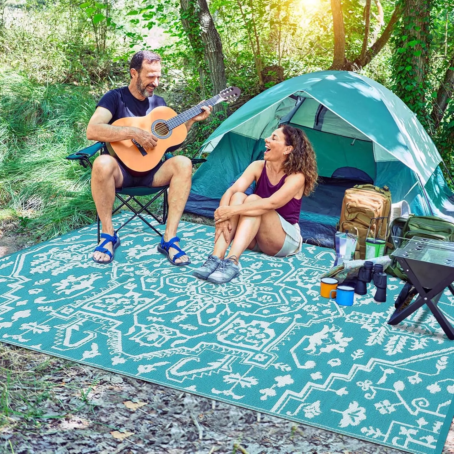 Waterproof Outdoor Area Rug Stain-Resistant Plastic Straw Carpet Easy-Cleaning Indoor Outdoor RV Mat for Deck Camping Balcony