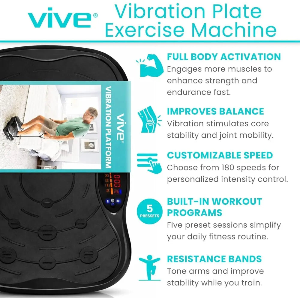 YTYIN Vibration Plate Exercise Machine With Resistance Bands