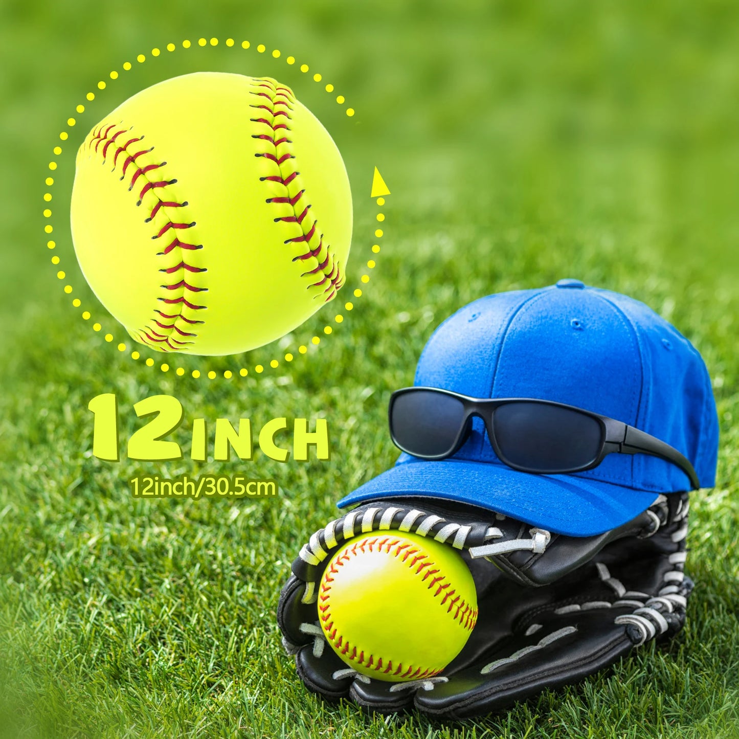 6 Packs of Officially Sized 12-Inch Softballs, for Fast Pitching Training - Youth and Adult Softballs, Baseball Field Practice/g